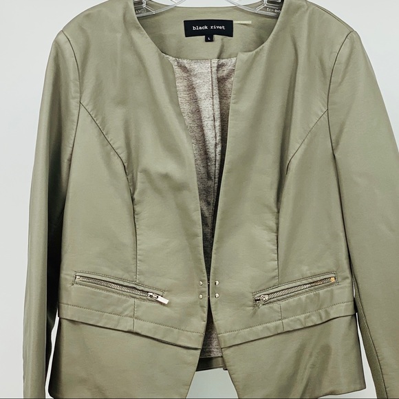 Wilson's Leather Black Rivet Leatherette Blazer - Picture 3 of 8